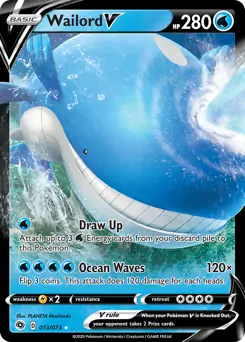 Wailord V Pokemon card from Champion's Path