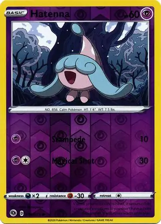 Hatenna Reverse Holo Pokemon card from Champion's Path