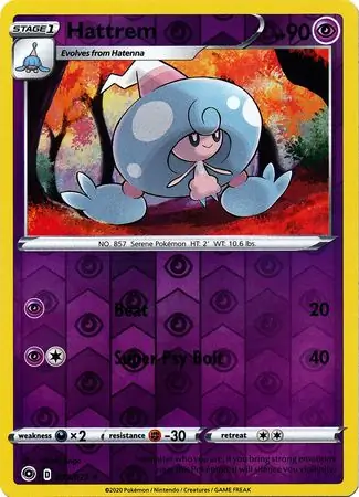 Hattrem Reverse Holo Pokemon card from Champion's Path