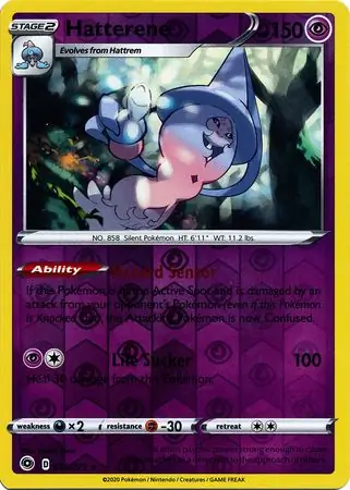 Hatterene Reverse Holo Pokemon card from Champion's Path