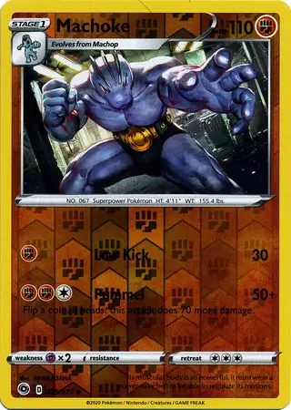 Machoke Reverse Holo Pokemon card from Champion's Path