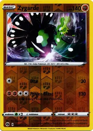 Zygarde Reverse Holo Pokemon card from Champion's Path