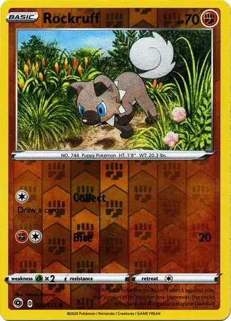 Rockruff Reverse Holo Pokemon card from Champion's Path
