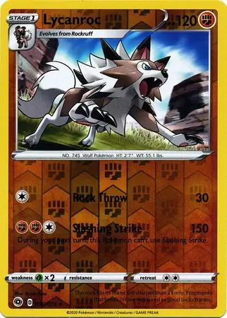 Lycanroc Reverse Holo Pokemon card from Champion's Path
