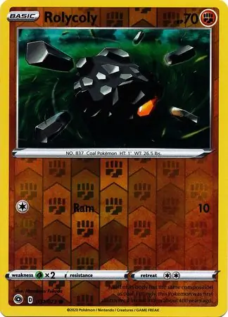 Rolycoly Reverse Holo Pokemon card from Champion's Path