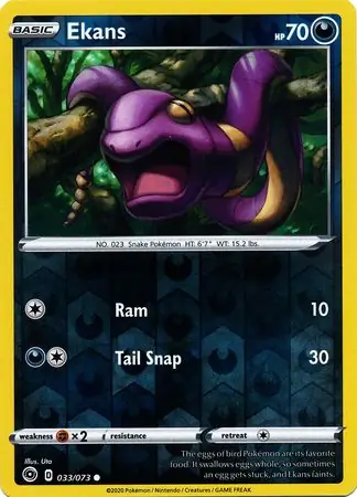 Ekans Reverse Holo Pokemon card from Champion's Path