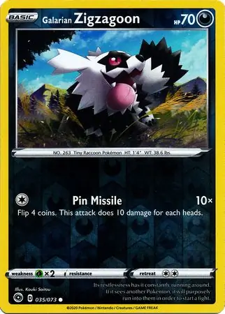 Galarian Zigzagoon Reverse Holo Pokemon card from Champion's Path