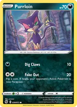 Purrloin Pokemon card from Champion's Path
