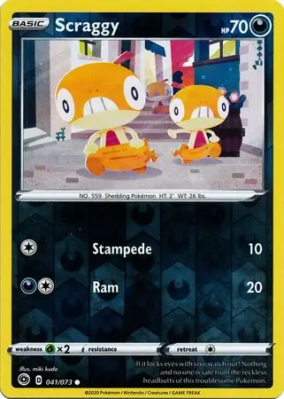 Scraggy Reverse Holo Pokemon card from Champion's Path
