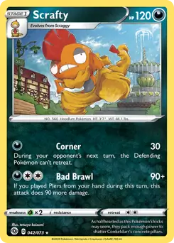 Scrafty Pokemon card from Champion's Path