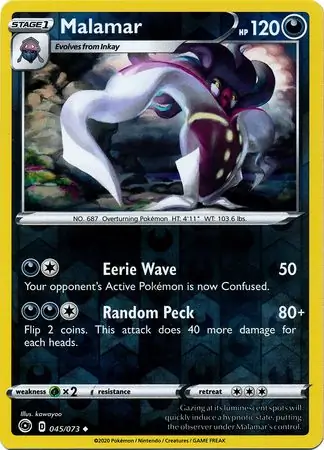 Malamar Reverse Holo Pokemon card from Champion's Path