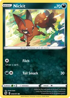 Nickit Pokemon card from Champion's Path