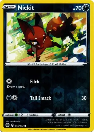 Nickit Reverse Holo Pokemon card from Champion's Path