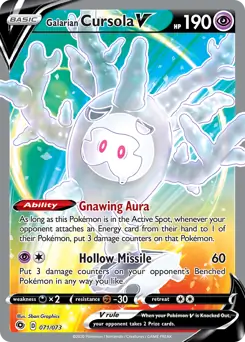 Full Art Galarian Cursola V Pokemon card from Champion's Path