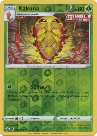 Kakuna Reverse Holo Pokemon card from Chilling Reign