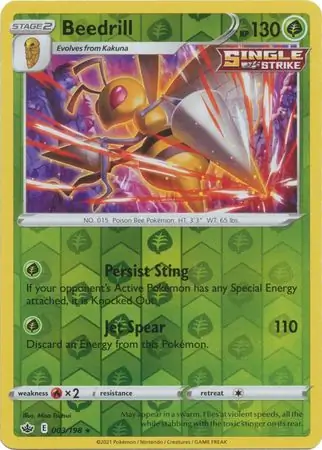 Beedrill Reverse Holo Pokemon card from Chilling Reign