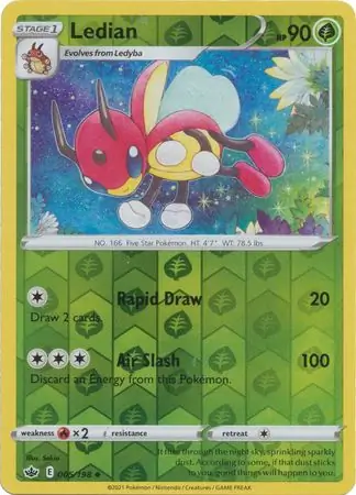 Ledian Reverse Holo Pokemon card from Chilling Reign