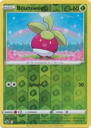 Bounsweet Reverse Holo Pokemon card from Chilling Reign