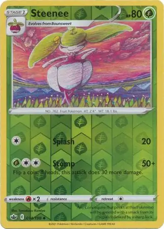 Steenee Reverse Holo Pokemon card from Chilling Reign