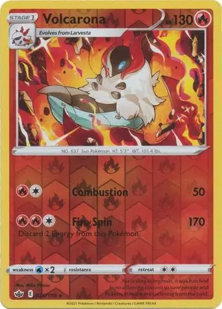 Volcarona Reverse Holo Pokemon card from Chilling Reign