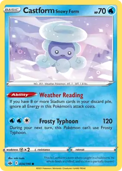 Castform Snowy Form Pokemon card from Chilling Reign