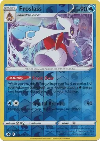 Froslass Reverse Holo Pokemon card from Chilling Reign