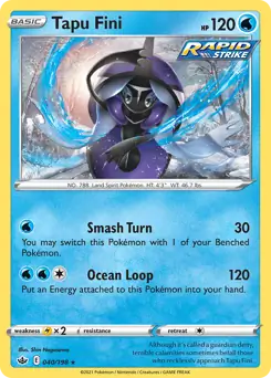 Tapu Fini Pokemon card from Chilling Reign
