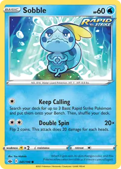 Sobble Pokemon card from Chilling Reign