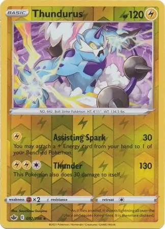 Thundurus Reverse Holo Pokemon card from Chilling Reign