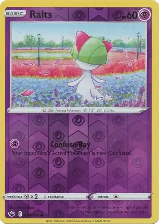 Ralts Reverse Holo Pokemon card from Chilling Reign