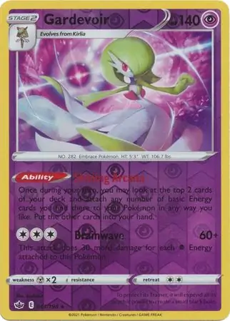 Gardevoir Reverse Holo Pokemon card from Chilling Reign