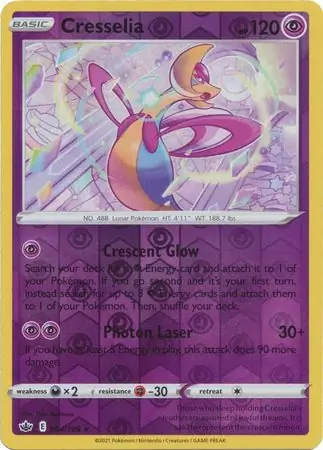Cresselia Reverse Holo Pokemon card from Chilling Reign