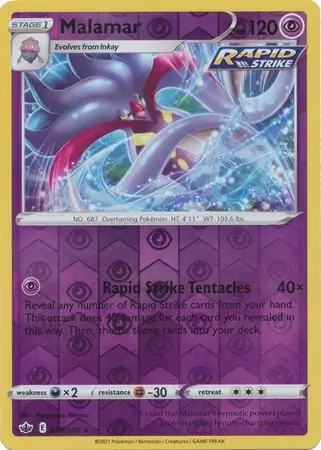 Malamar Reverse Holo Pokemon card from Chilling Reign