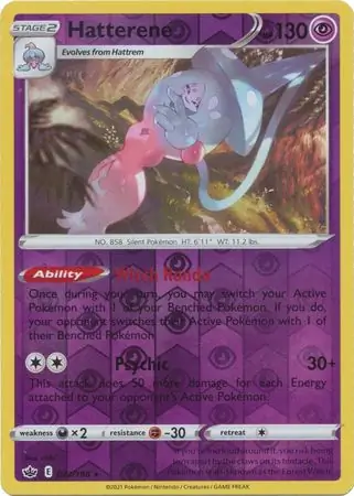 Hatterene Reverse Holo Pokemon card from Chilling Reign