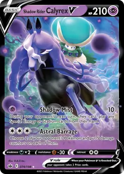 Shadow Rider Calyrex V Pokemon card from Chilling Reign