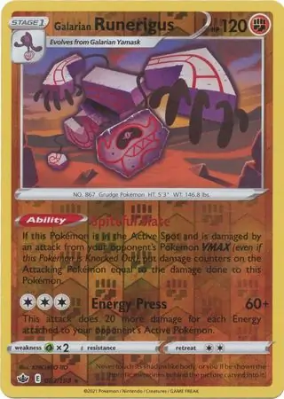Galarian Runerigus Reverse Holo Pokemon card from Chilling Reign