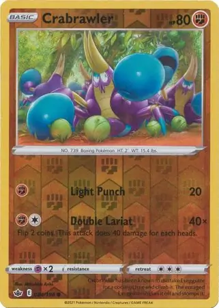 Crabrawler Reverse Holo Pokemon card from Chilling Reign