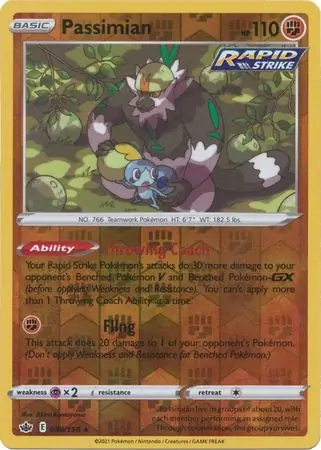 Passimian Reverse Holo Pokemon card from Chilling Reign