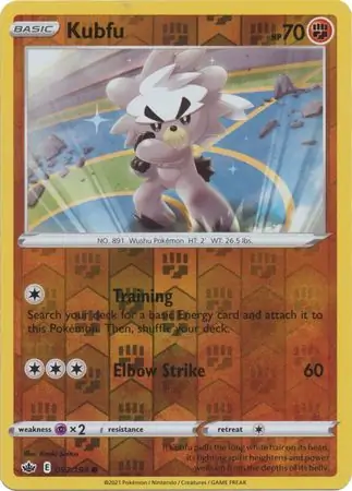 Kubfu Reverse Holo Pokemon card from Chilling Reign