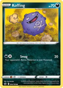 Koffing Pokemon card from Chilling Reign