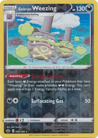 Galarian Weezing Reverse Holo Pokemon card from Chilling Reign