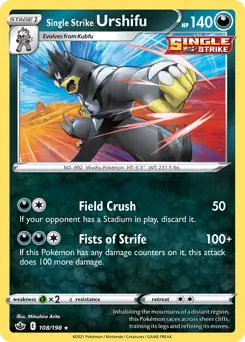 Single Strike Urshifu Pokemon card from Chilling Reign