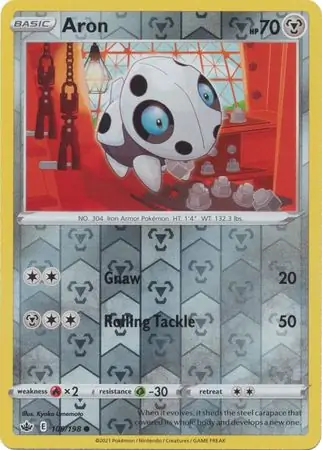Aron Reverse Holo Pokemon card from Chilling Reign