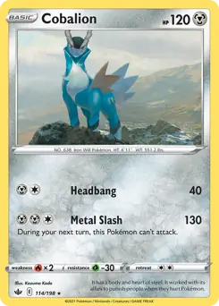 Cobalion Pokemon card from Chilling Reign