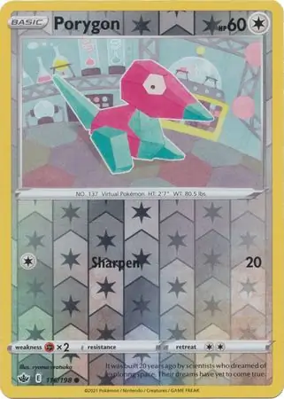 Porygon Reverse Holo Pokemon card from Chilling Reign