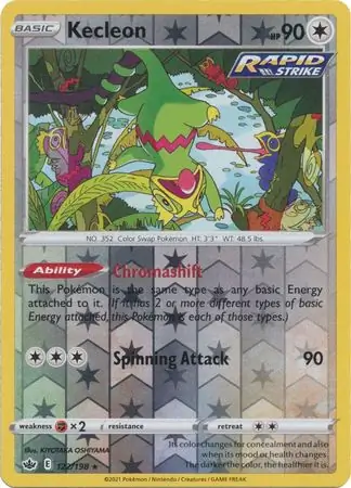 Kecleon Reverse Holo Pokemon card from Chilling Reign