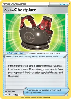 Galarian Chestplate Pokemon card from Chilling Reign