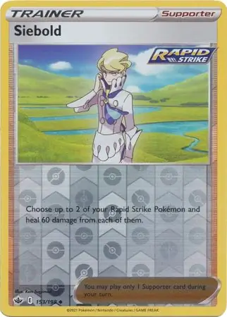 Siebold Reverse Holo Pokemon card from Chilling Reign
