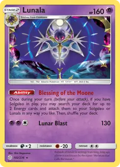 Lunala Pokemon card from Cosmic Eclipse
