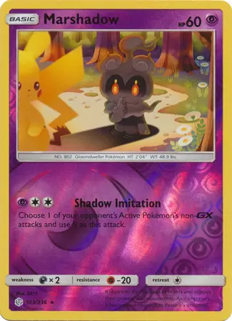 Marshadow Reverse Holo Pokemon card from Cosmic Eclipse